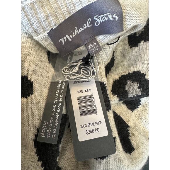NWT Michael Stars Leopard Print Wool Cashmere Blend Sweater Women's Size XS / S - Picture 9 of 11